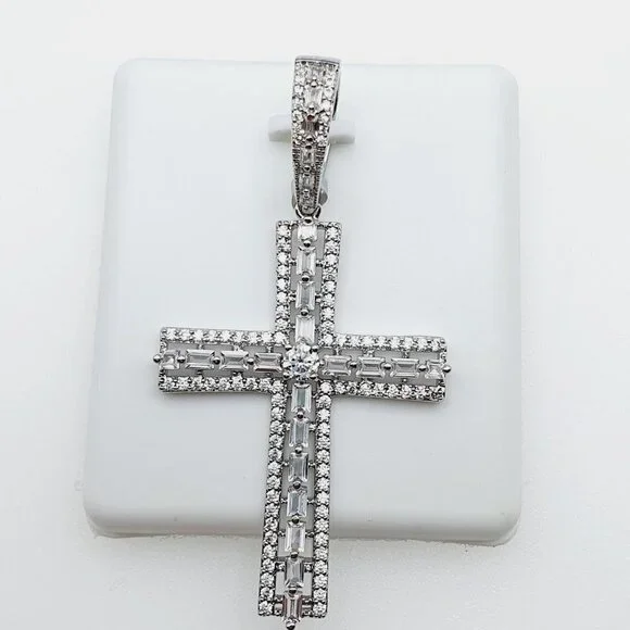 "925 Sterling Silver Plated CZ Pendant, INUS1BR190 - Picture 5 of 10